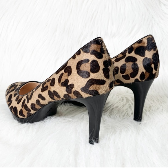 SOLD-Calvin Klein Leopard Print Calf Hair Black Pumps - Picture 3 of 14